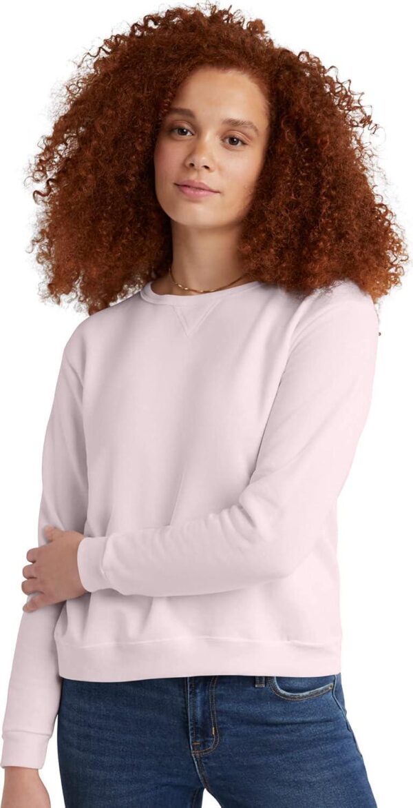 Hanes Women's Ecosmart V-Notch Crewneck Sweatshirt, Fleece Pullover Sweatshirt For Women