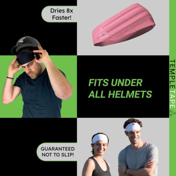 Headbands for Men and Women - Mens Sweatband and Sports Headband Moisture Wicking Workout Sweatbands for Running, Cross Training, Yoga and Bike Helmet Friendly - Image 4