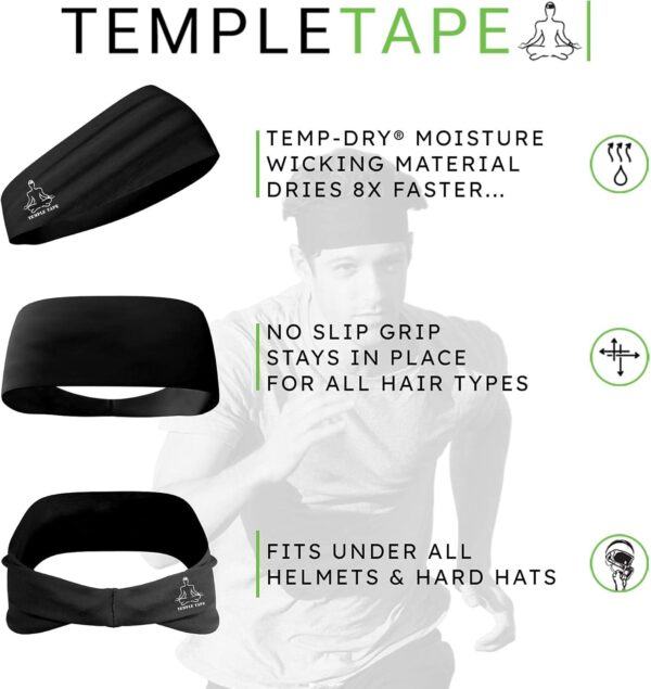 Headbands for Men and Women - Mens Sweatband and Sports Headband Moisture Wicking Workout Sweatbands for Running, Cross Training, Yoga and Bike Helmet Friendly - Image 2