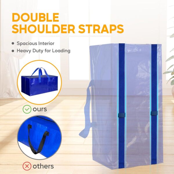 HealSmart 4 Pack Extra Large Moving Bags with Zippers and Carrying Handles, Heavy-Duty Storage Tote Moving Boxes for Dorm Room Essentials Storage Bags, Blue - Image 3