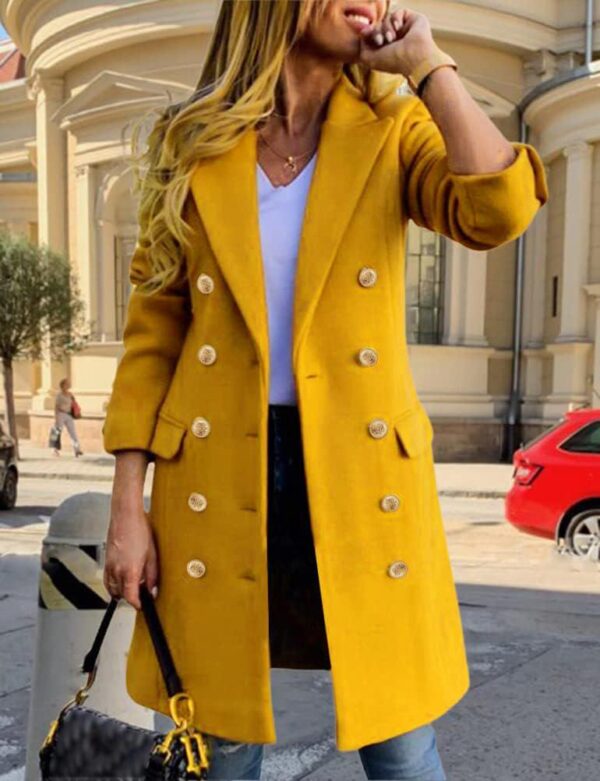IDEALSANXUN Womens Fall Winter Wool Coats Double Breasted Midi Peacoat Trench Coats - Image 2