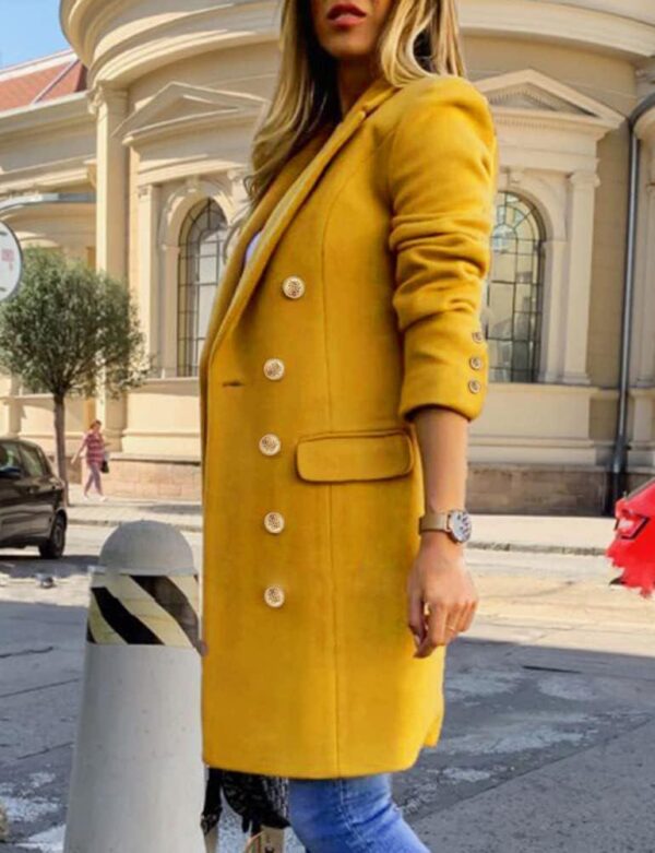 IDEALSANXUN Womens Fall Winter Wool Coats Double Breasted Midi Peacoat Trench Coats - Image 3