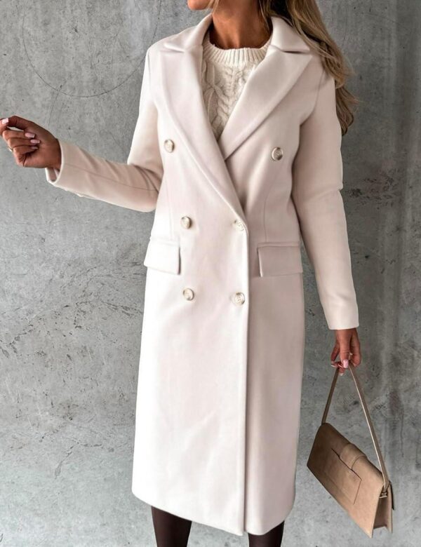 IDEALSANXUN Womens Long Wool Coat Double Breasted Trench Coat Fall Winter Clothes - Image 2