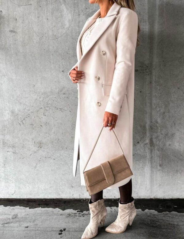 IDEALSANXUN Womens Long Wool Coat Double Breasted Trench Coat Fall Winter Clothes - Image 3