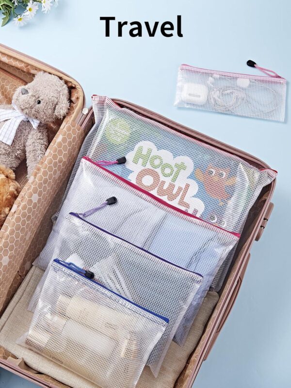 JARLINK 18 Pack 8 Sizes Mesh Pouch, 9 Colors, Waterproof Zipper Bags Document Multipurpose Travel Bags for Office, School, Board Game, Puzzles, Cosmetics, Travel Accessories, and Home Organization - Image 7