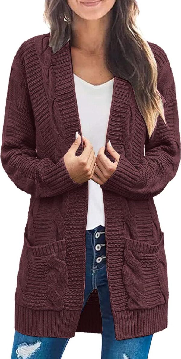 JMMSlmax Women Cardigans for Fall and Winter Women's Cable Knit Cardigan Long Sleeve Open Front Button Knitwear Sweater Coat