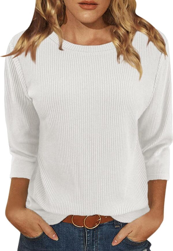 JomeDesign Womens Tops 3/4 Sleeve Shirts Crew Neck Loose Casual Blouses
