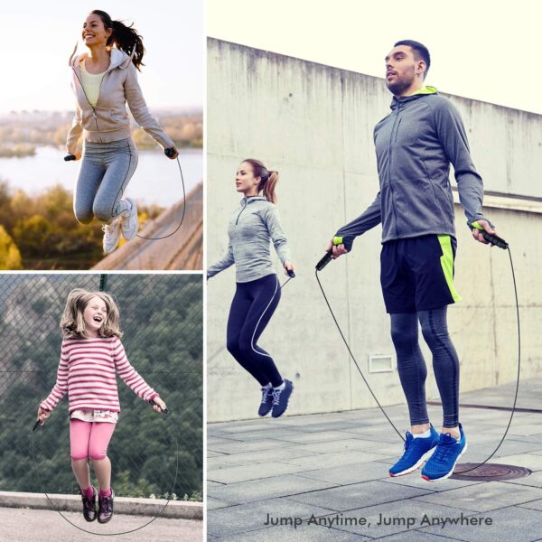 Jump Rope, Tangle-Free Rapid Speed Jumping Rope Cable with Ball Bearings for Women, Men, and Kids, Adjustable Steel Jump Rope Workout with Foam Handles for Fitness, Home Exercise and Slim Body - Image 6