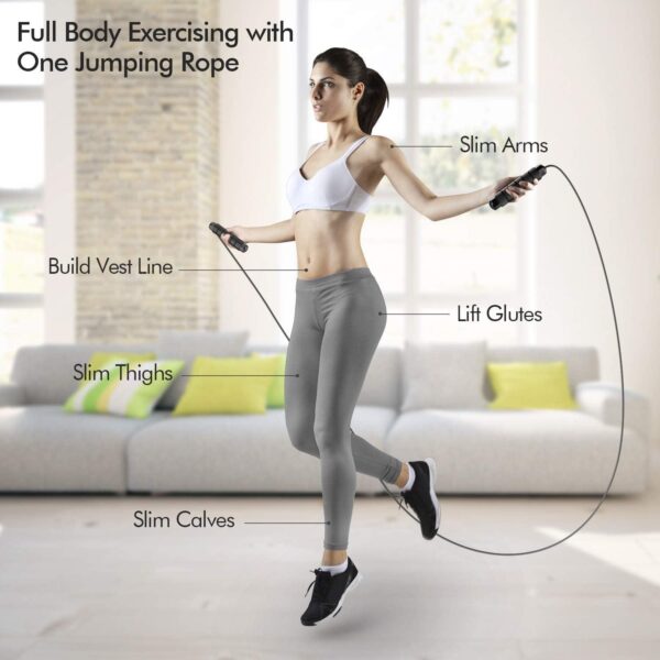 Jump Rope, Tangle-Free Rapid Speed Jumping Rope Cable with Ball Bearings for Women, Men, and Kids, Adjustable Steel Jump Rope Workout with Foam Handles for Fitness, Home Exercise and Slim Body - Image 5