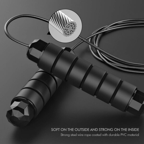 Jump Rope, Tangle-Free Rapid Speed Jumping Rope Cable with Ball Bearings for Women, Men, and Kids, Adjustable Steel Jump Rope Workout with Foam Handles for Fitness, Home Exercise and Slim Body - Image 3