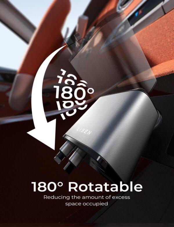 LISEN Retractable Car Charger 4 in 1 [69W USB C Car Charger Adapter] for iPhone 16 Car Charger Fast Charging, Gifts for Women Men, Car Accessories USBC Car Charger for iPhone 16 15 14 13 12, Gray - Image 7