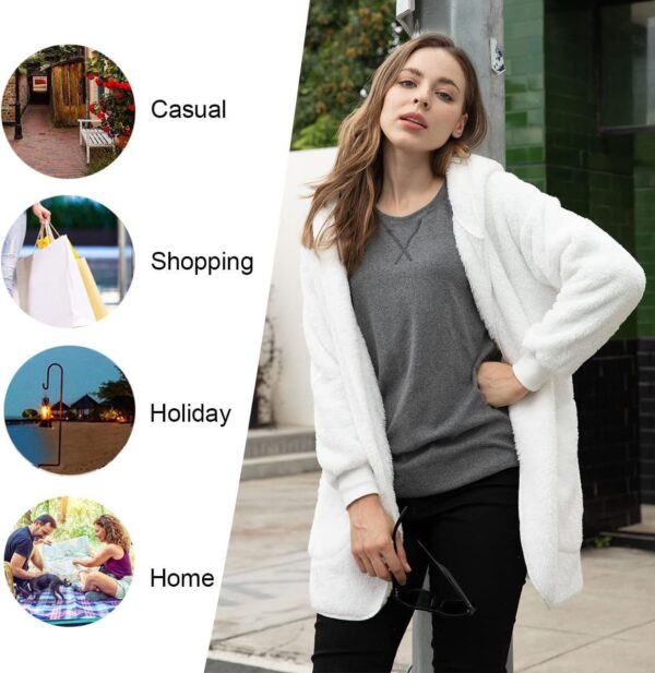 LONGYUAN Women's Fleece Jacket Fuzzy Hooded Winter Casual Coats 2025 Cardigan Sweaters with Pokets - Image 4