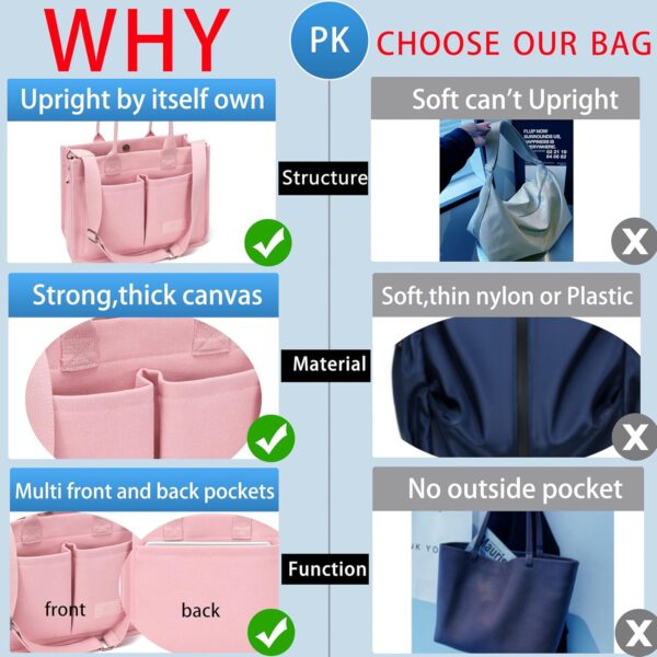 Large Canvas Tote Bag for Women,Womens Laptop Work Book Bags Crossbody Purse Handbag Shoulder Travel Messenger Gym Totes - Image 6