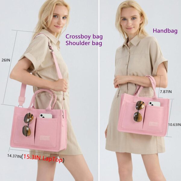 Large Canvas Tote Bag for Women,Womens Laptop Work Book Bags Crossbody Purse Handbag Shoulder Travel Messenger Gym Totes - Image 3