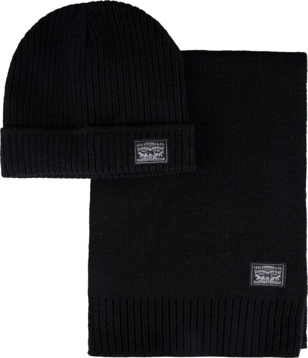 Levi's Men's Classic Winter Warm Knit Beanie Hat and Scarf Set