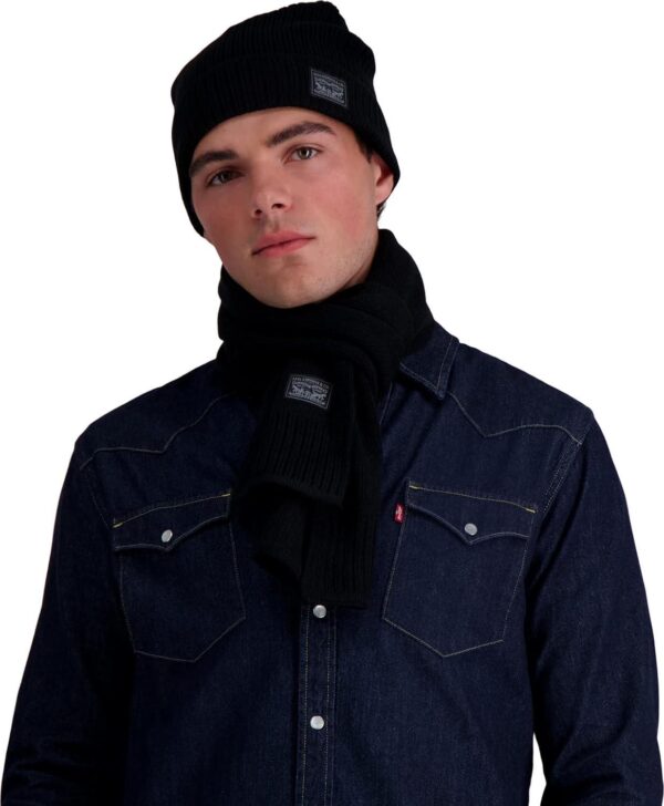 Levi's Men's Classic Winter Warm Knit Beanie Hat and Scarf Set - Image 7