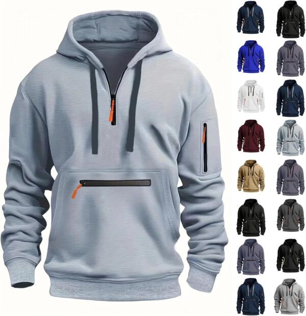 Light Tactical Jacket With Hood Men's Quarter Zip Pullover Long Sleeve Workout Vintage Jacket Winter Sweater Coats