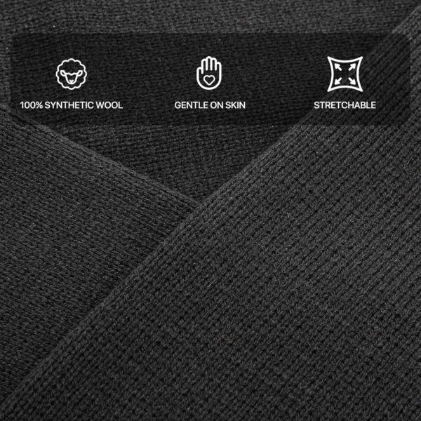 MADOG Winter Warm Knit Synthetic Wool Beanie Hat Scarf Touchscreen Gloves Set Long Neck Scarf Set with Fleece Lined Skull Caps Gifts for Women Men (Black) - Image 5