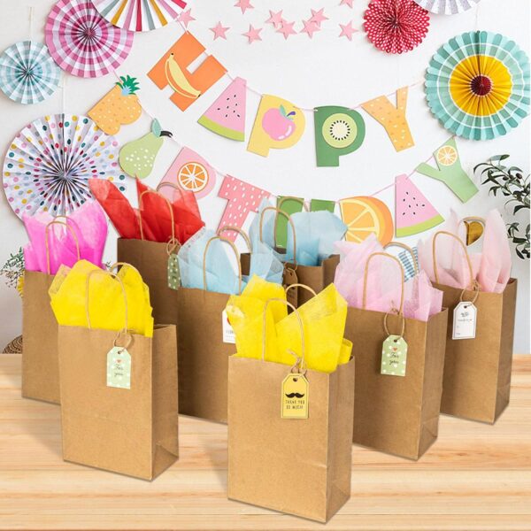 METAPRINT 100 Pack 5.8x3.2x8.25 Inch Small Brown Paper Bags with Handles Bulk, Paper Gift Bags, Kraft Bags for Birthday Party Favors Grocery Retail Shopping Business Goody Craft Bags - Image 8