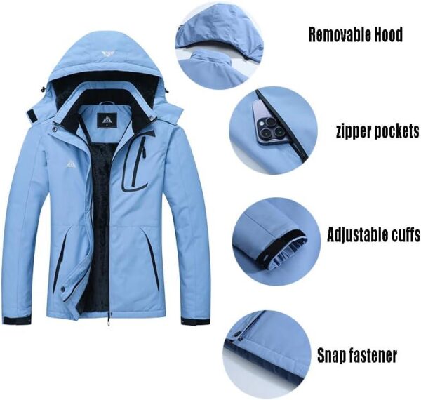 MOERDENG Women's Waterproof Ski Jacket Warm Winter Coat Outdoor Windbreaker Hiking Snowboarding Jacket - Image 6