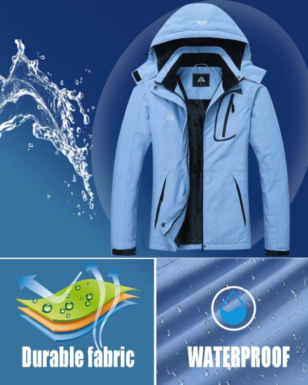 MOERDENG Women's Waterproof Ski Jacket Warm Winter Coat Outdoor Windbreaker Hiking Snowboarding Jacket - Image 4