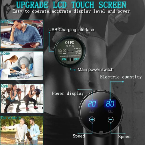 Massage Gun Deep Tissue,Percussion Massager Gun for Athletes Muscle Massage Gun for Pain Relief with 10 Massage Heads and 20 Speeds (Matte Black) - Image 4