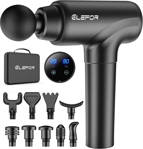 Massage Gun Deep Tissue,Percussion Massager Gun for Athletes Muscle Massage Gun for Pain Relief with 10 Massage Heads and 20 Speeds (Matte Black)