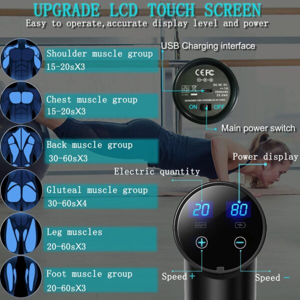 Massage Gun Deep Tissue,Percussion Massager Gun for Athletes Muscle Massage Gun for Pain Relief with 10 Massage Heads and 20 Speeds (Matte Black) - Image 2