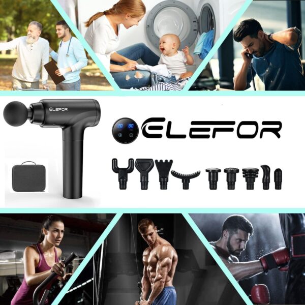 Massage Gun Deep Tissue,Percussion Massager Gun for Athletes Muscle Massage Gun for Pain Relief with 10 Massage Heads and 20 Speeds (Matte Black) - Image 8