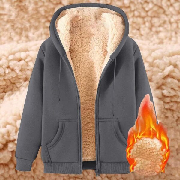 Mens Zip up Hoodie Warm Sherpa Fleece Lined Winter Jackets Casual Long Sleeve Hooded Drawstring Coats with Pockets - Image 2