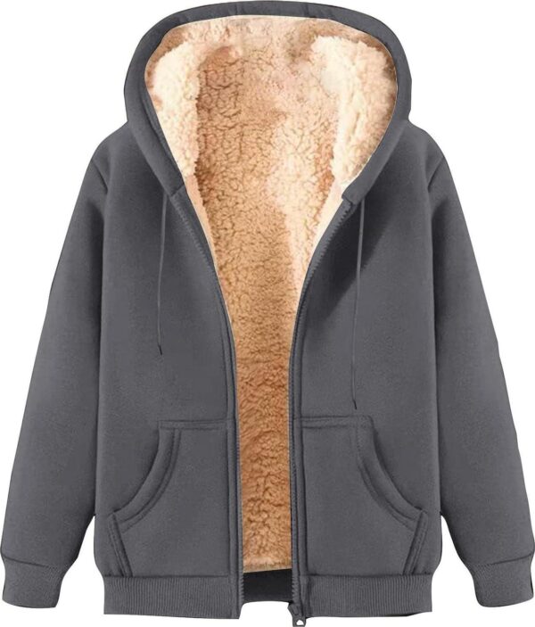 Mens Zip up Hoodie Warm Sherpa Fleece Lined Winter Jackets Casual Long Sleeve Hooded Drawstring Coats with Pockets