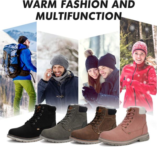 Mishansha Winter Boots for Men Women Waterproof Snow Boots Warm Lined Non Slip Hiking Boot - Image 7