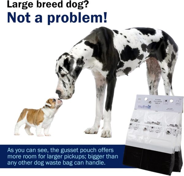 Mutt Mitt New Listing, Same 100 White and Black 2-Ply Dog Waste Bags on 1 Dog Waste Bag Station Header - 300% Thicker than mini roll dog waste bags - no more warm and yuck feeling - Image 4