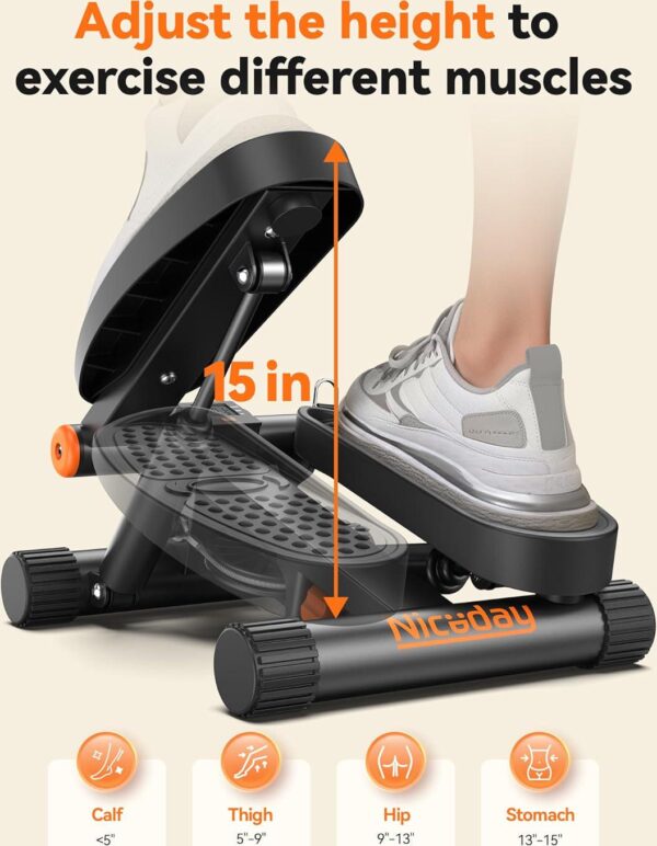Niceday Steppers for Exercise, Stair Stepper with Resistance Bands, Mini Stepper with 300LBS Loading Capacity, Hydraulic Fitness Stepper with LCD Monitor - Image 4