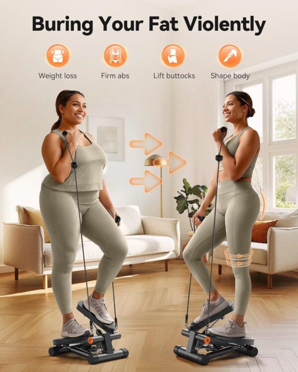 Niceday Steppers for Exercise, Stair Stepper with Resistance Bands, Mini Stepper with 300LBS Loading Capacity, Hydraulic Fitness Stepper with LCD Monitor - Image 2