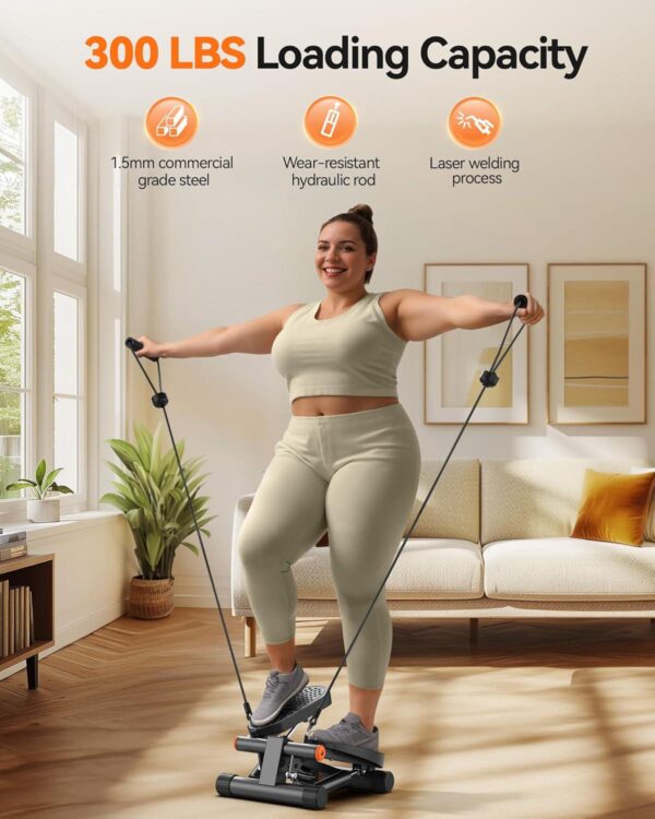 Niceday Steppers for Exercise, Stair Stepper with Resistance Bands, Mini Stepper with 300LBS Loading Capacity, Hydraulic Fitness Stepper with LCD Monitor - Image 5