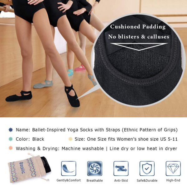 Ozaiic Yoga Socks for Women Non-Slip Grips and Straps, Ideal for Pilates, Pure Barre, Ballet, Dance, Barefoot Workout - Image 6