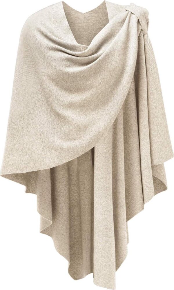 PULI Womens Large Cross Front Poncho Sweater Wrap Topper Knitted Elegant Shawls Cape for Fall Winter