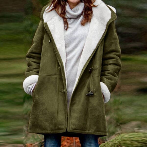 Plus Size Winter Coats for Women 2024 Warm Sherpa Fleece Lined Distressed Jackets Hooded Parka Faux Suede Pea Coat Outerwear - Image 2