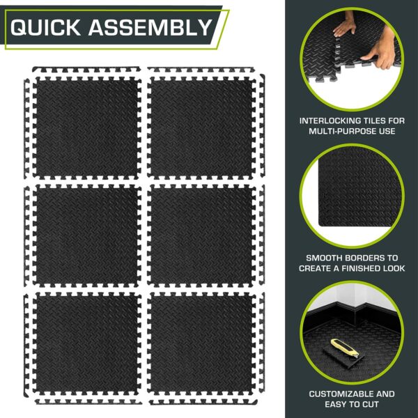 ProsourceFit Puzzle Exercise Mat ½ in, EVA Interlocking Foam Floor Tiles for Home Gym, Mat for Home Workout Equipment, Floor Padding for Kids, Cream, 24 in x 24 in x ½ in, 24 Sq Ft - 6 Tiles - Image 6