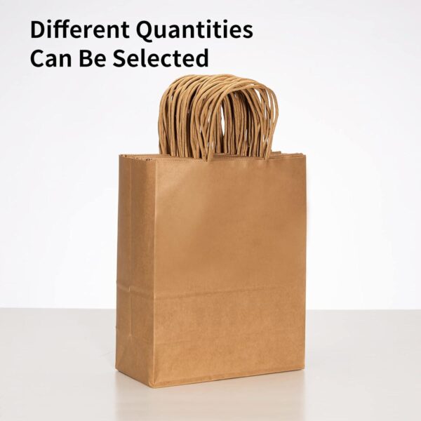 RACETOP Brown Paper Bags with Handles Bulk 100Pcs 8x4.5x10.8 Inch Gift Bags Bulk, Brown Kraft Paper Bags, Retail Bags, Party Bags, Shopping Bags, Favor Bags - Image 7