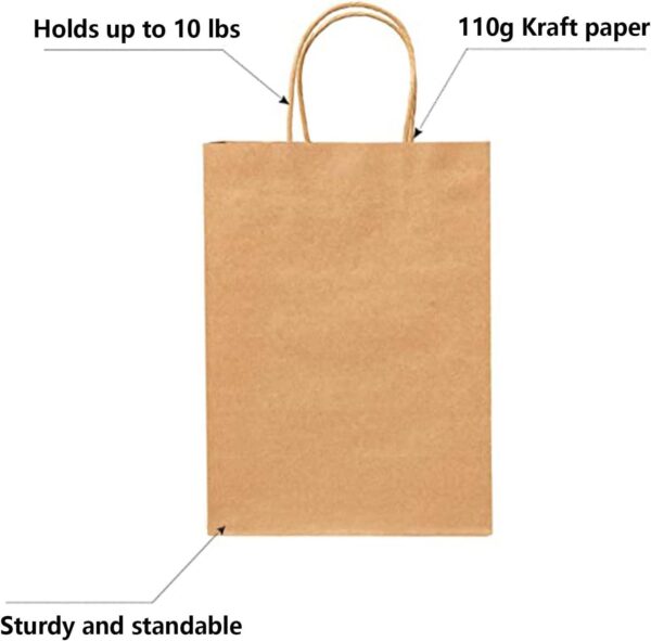 RACETOP Brown Paper Bags with Handles Bulk 100Pcs 8x4.5x10.8 Inch Gift Bags Bulk, Brown Kraft Paper Bags, Retail Bags, Party Bags, Shopping Bags, Favor Bags - Image 6