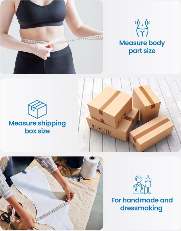 RENPHO Body Measuring Tape, Smart Tape Measure for Weight Loss, Bluetooth Tape with App, Retractable Tape for Measuring Waist, Hip, Bust, Arms, Muscle Gain, Fitness Equipment, 60in /150cm, White - Image 8