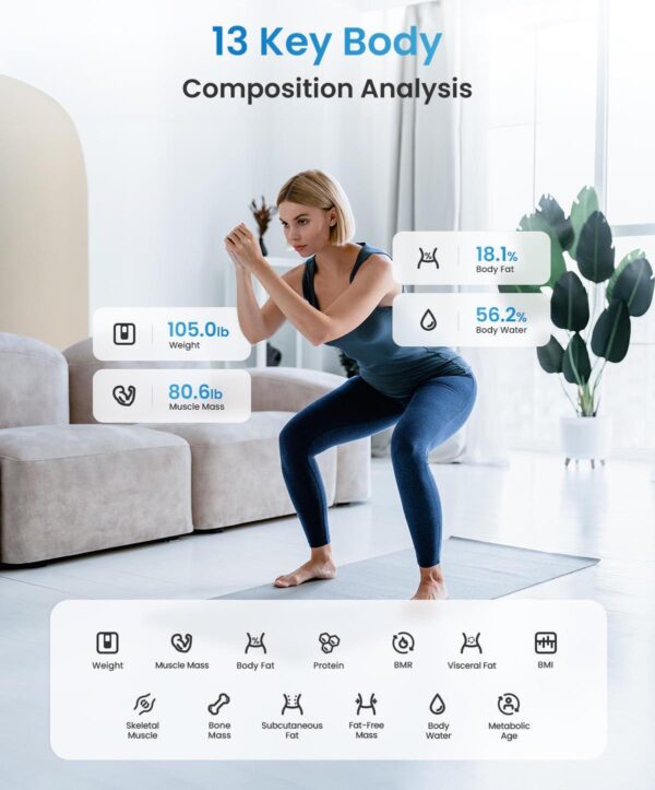 RENPHO Smart Scale for Body Weight, FSA HSA Eligible, Digital Bathroom Scale BMI Weighing Bluetooth Body Fat Scale, Body Composition Monitor Health Analyzer with Smartphone App, 400 lbs - Elis 1 - Image 3