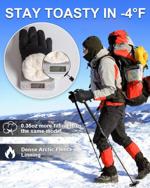 RIGWARL -5 Winter Warm Gloves with Thickest Thermal Plush for Extreme Cold Weather, Completely Waterproof Gloves Men Women - Image 2