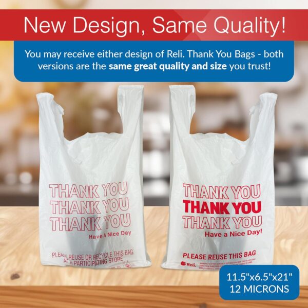 Reli. Thank You Plastic Bags (350 Count) (11.5  x 6.5  x 21 ) (White) - Grocery, Shopping Bag, Restaurants, Convenience Store - Image 3