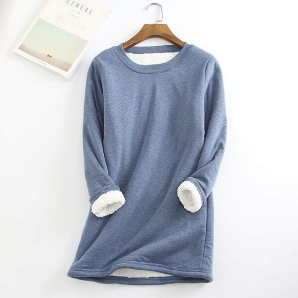 SEAOPEN Fleece Sweatshirts for Women Winter Warm Sherpa Lined Shirts Fuzzy Pullover Top Soft Crewneck Thermal Underwear - Image 2