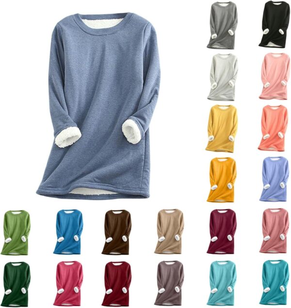 SEAOPEN Fleece Sweatshirts for Women Winter Warm Sherpa Lined Shirts Fuzzy Pullover Top Soft Crewneck Thermal Underwear