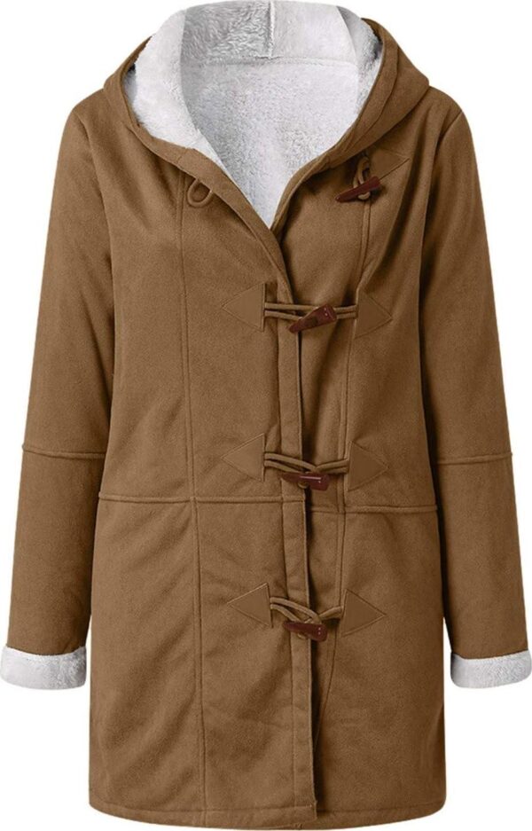 SHAOBGE Womens Plus Size Winter Coats Warm Sherpa Fleece Lined Jackets Hooded Parka Faux Suede Pea Coat Outerwear 2024 - Image 3