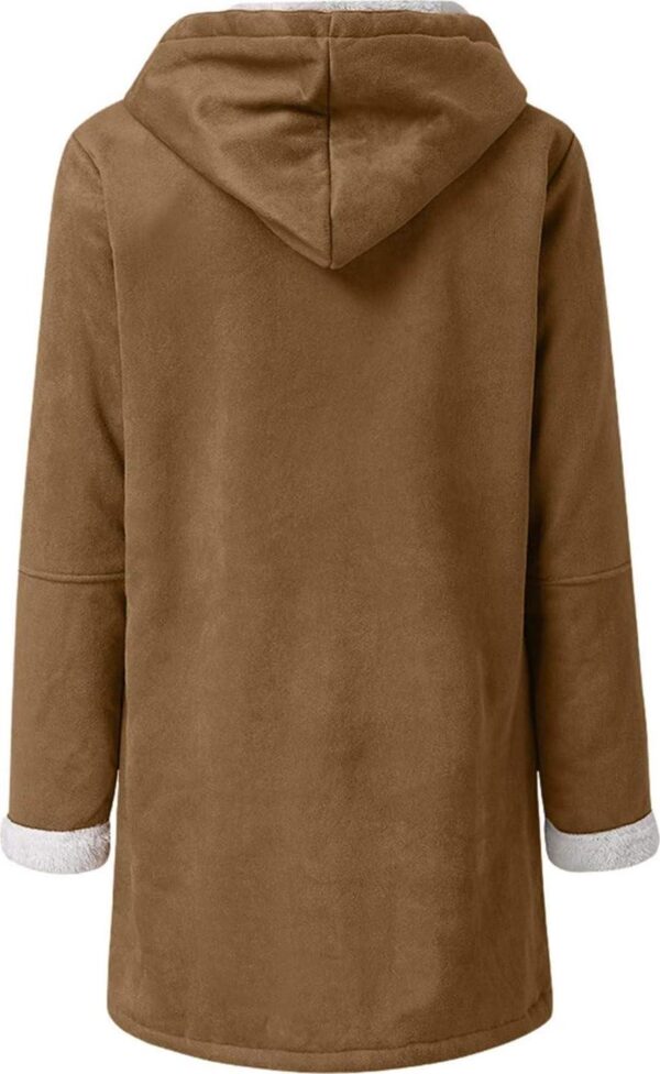 SHAOBGE Womens Plus Size Winter Coats Warm Sherpa Fleece Lined Jackets Hooded Parka Faux Suede Pea Coat Outerwear 2024 - Image 4